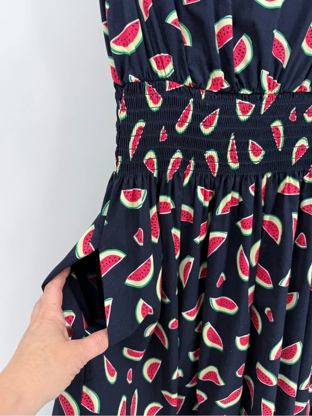 Kate Spade Watermelon Summer Party Blaire Dress Fit Flare in Parisian Navy L